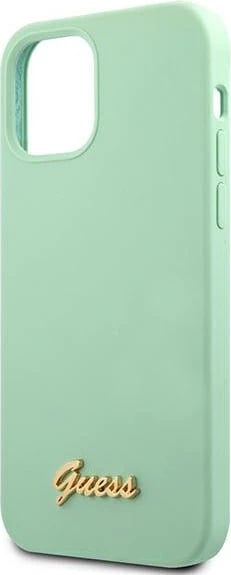 Mbështjellës Guess për iPhone 12 Pro Max 6.7", Silicone Vintage Gold Logo, Gjelbër