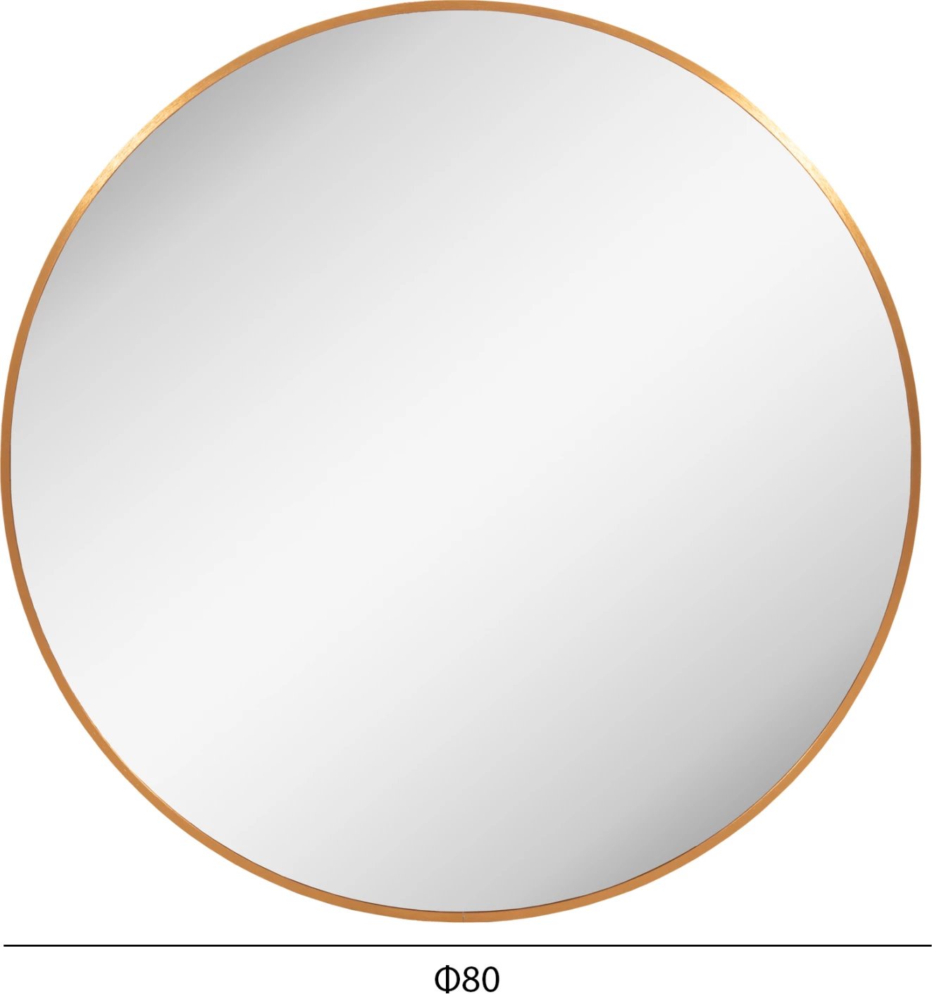 Pasqyrë muri rrethore, kornizë alumini ngjyrë ari, FH4498.30, Φ80cm