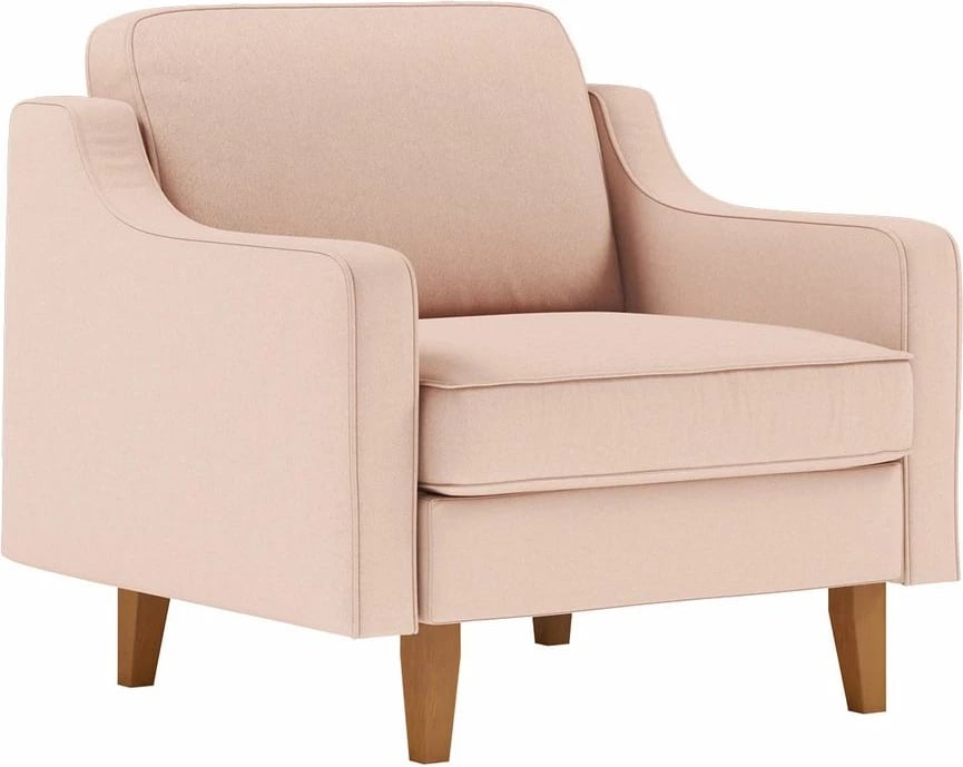 Karrige një vendëshe Robin, kadife salmon, këmbë dru arre