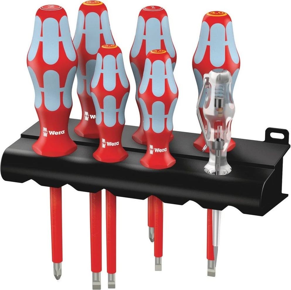 Set kaçavidash Wera 3160 i/7, inox, VDE, me mbajtëse