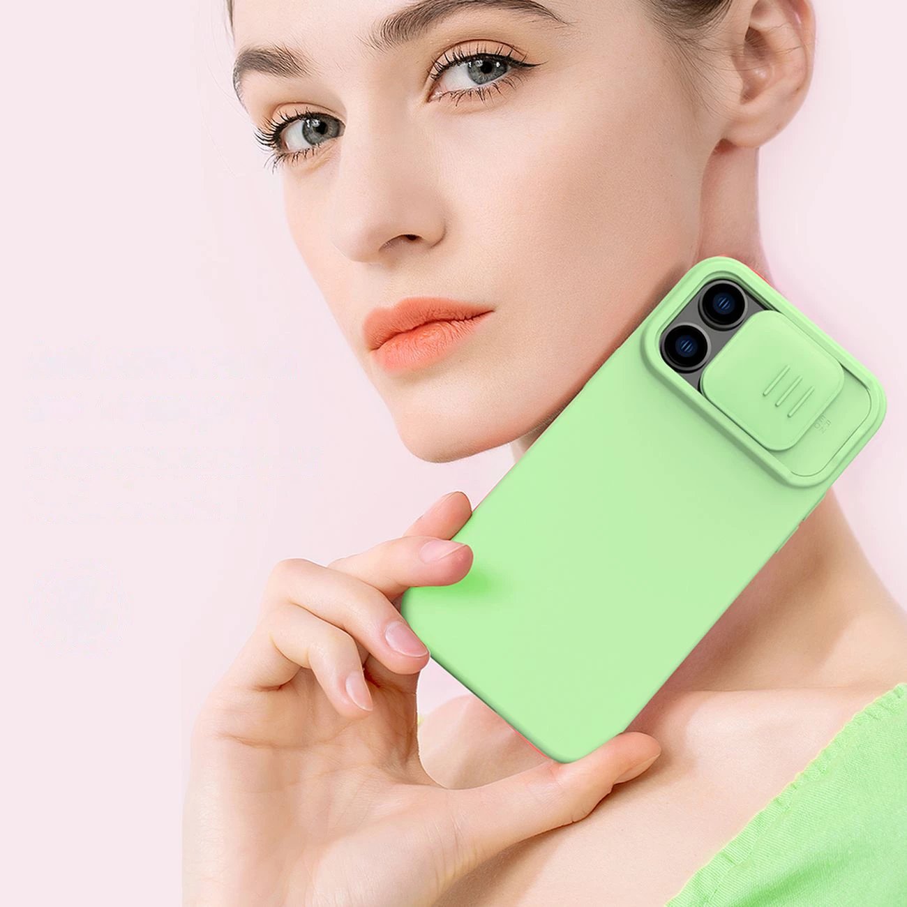 Mbështjellës Nillkin CamShield Silky Silicone për iPhone 14 Pro Max, Silikon, Kaltër