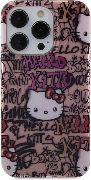 Mbështjellës Hello Kitty IML Tags Graffiti për iPhone 13 Pro/13, Rozë