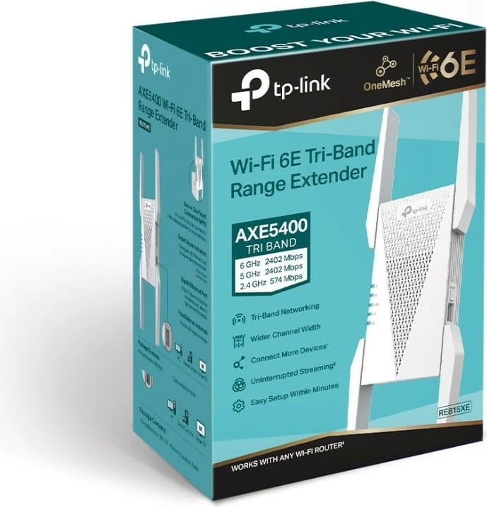 Amplifikator sinjali TP-LINK RE815XE AXE5400, i bardhë