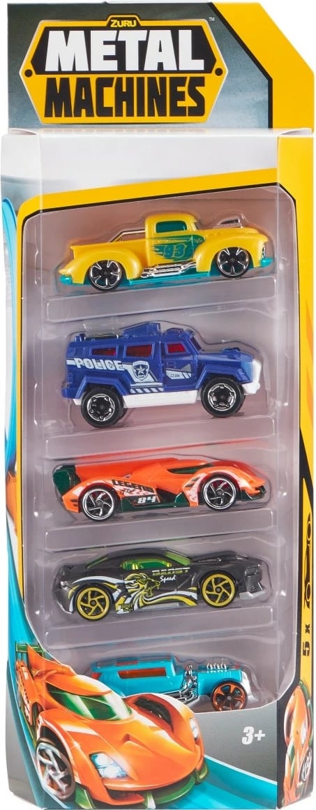 Set vetura lodër ZURU Metal Machines, Series 2, 5 copë, Mix ngjyra