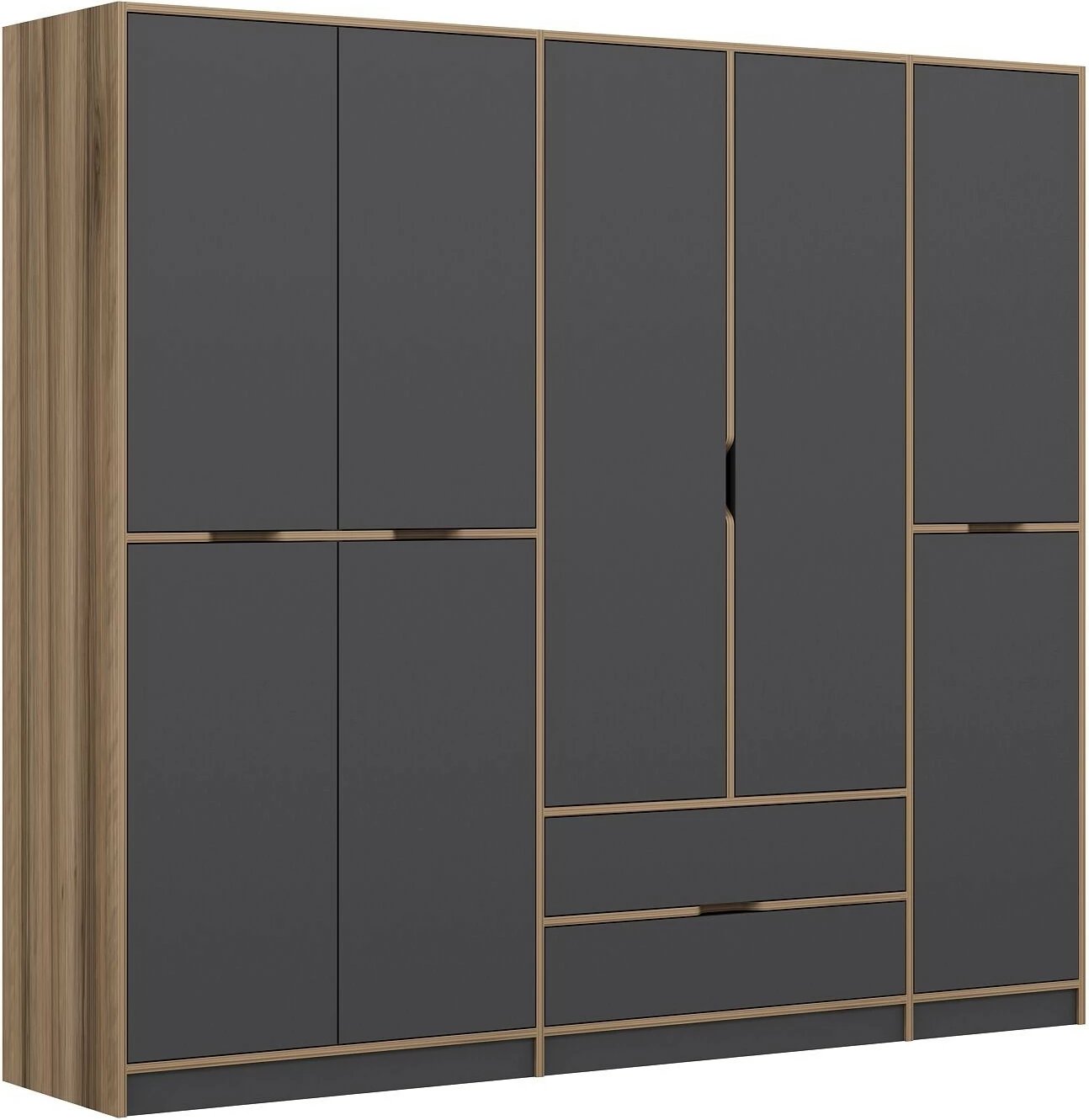 Dollap Hanah Home Elina, anthracite dhe dore, 232x208x52cm