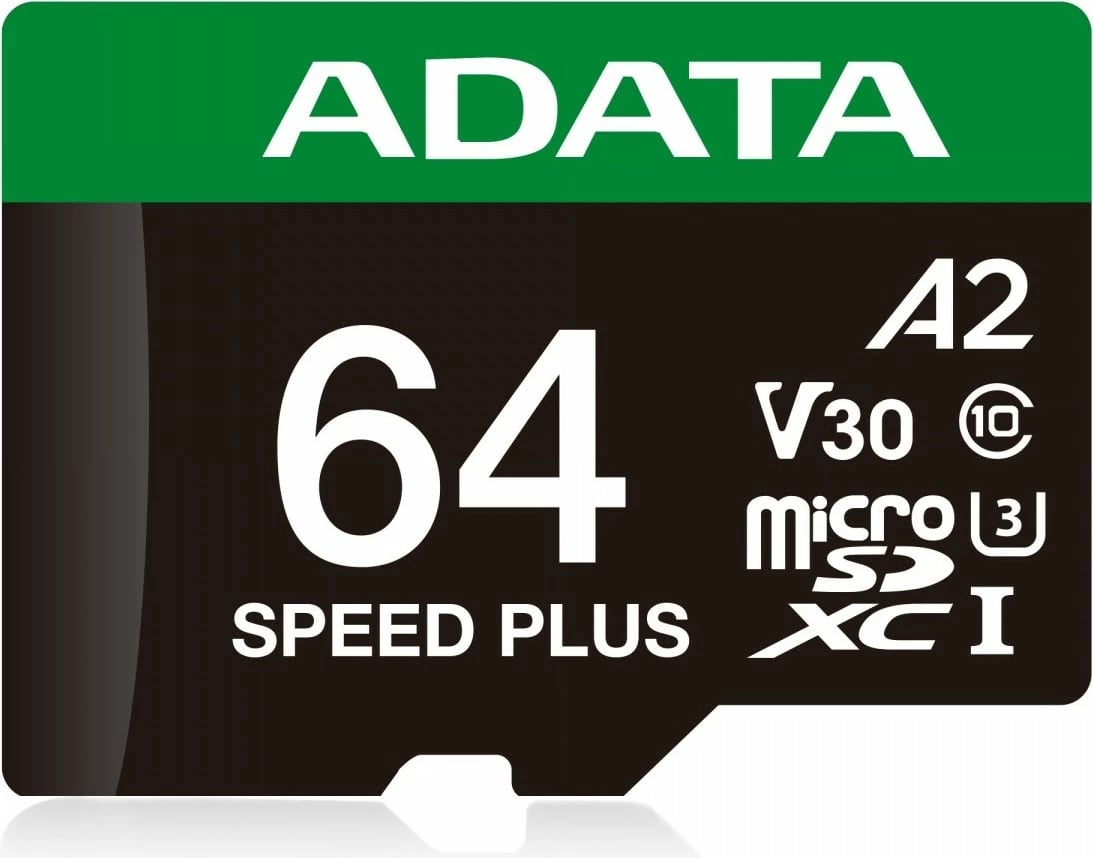 Kartelë memorie microSDXC Adata Speed Plus 64GB me adapter, e zezë