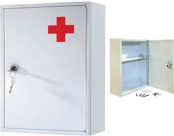 Kabinet metalik për ilaçe NEXT, H36x31x10cm, me çelës sigurie Kabinet metalik për ilaçe NEXT, H36x31x10cm, me çelës sigurie