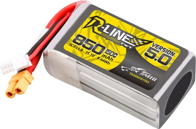 Bateri LiPo Tattu R-Line Version 5.0, 850mAh, 3S, 11.1V, 150C, XT30U-F