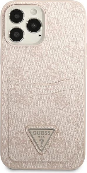 Mbështjellës Guess 4G Triangle Logo Cardslot për iPhone 13/13 Pro, Rozë