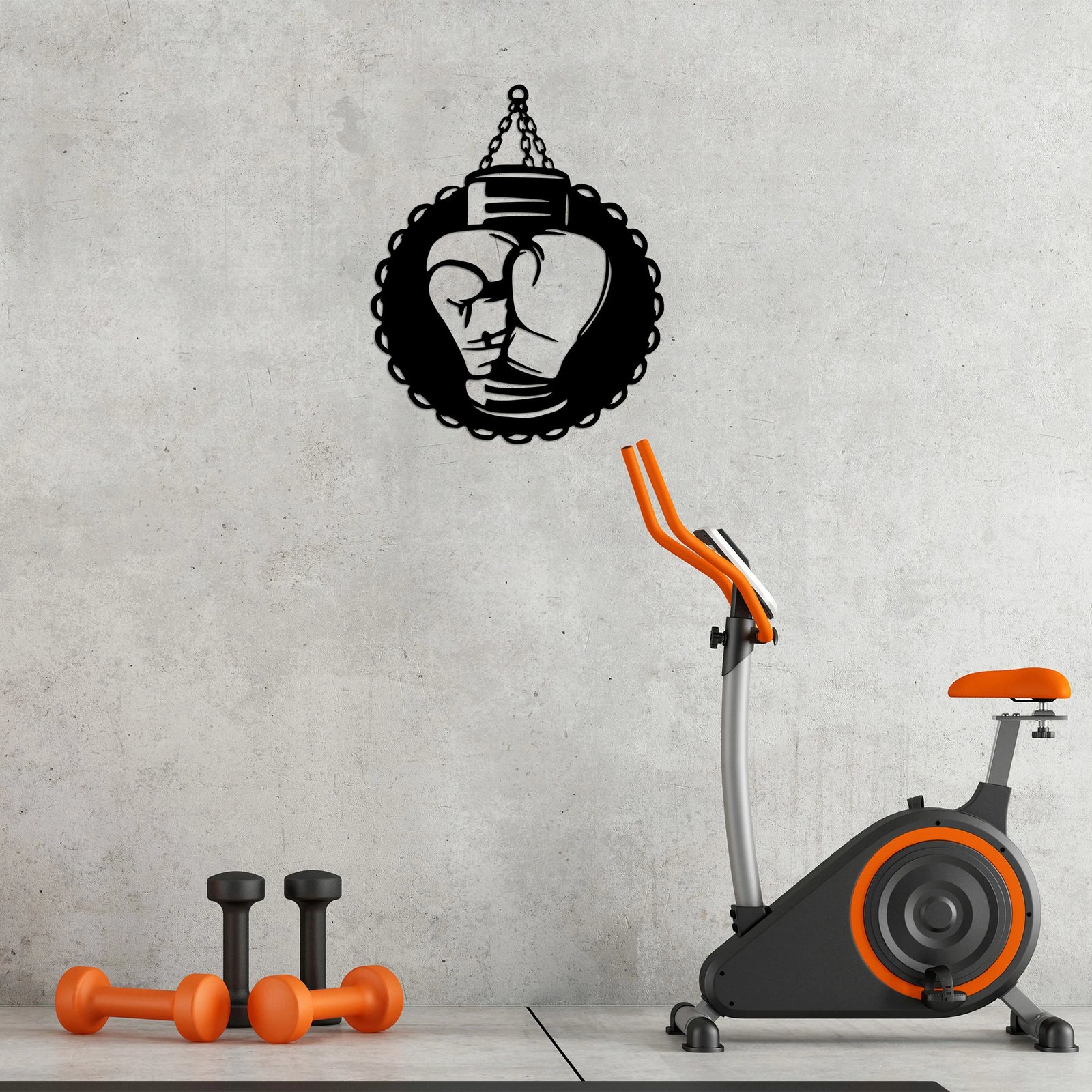 Aksesor dekorativ metalik për mur, motiv boksi, Wallity, 57x70cm