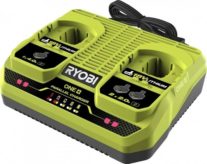 Karikues baterie RYOBI 18V me 2 porte
