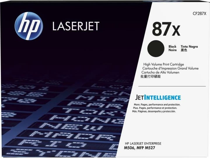 Toner, HP, 87X CF287X, rendiment i lartë 9800–23700 faqe, për LaserJet Enterprise M506/MFP M527, i zi
