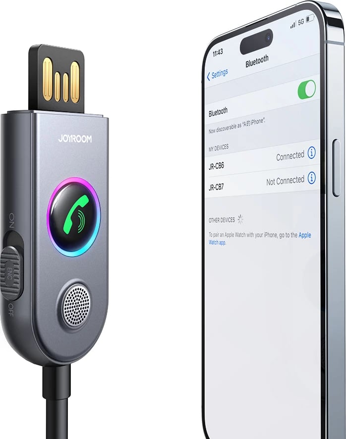 Pranues wireless për makinë Joyroom JR-CB6, Bluetooth 5.3, Gri
