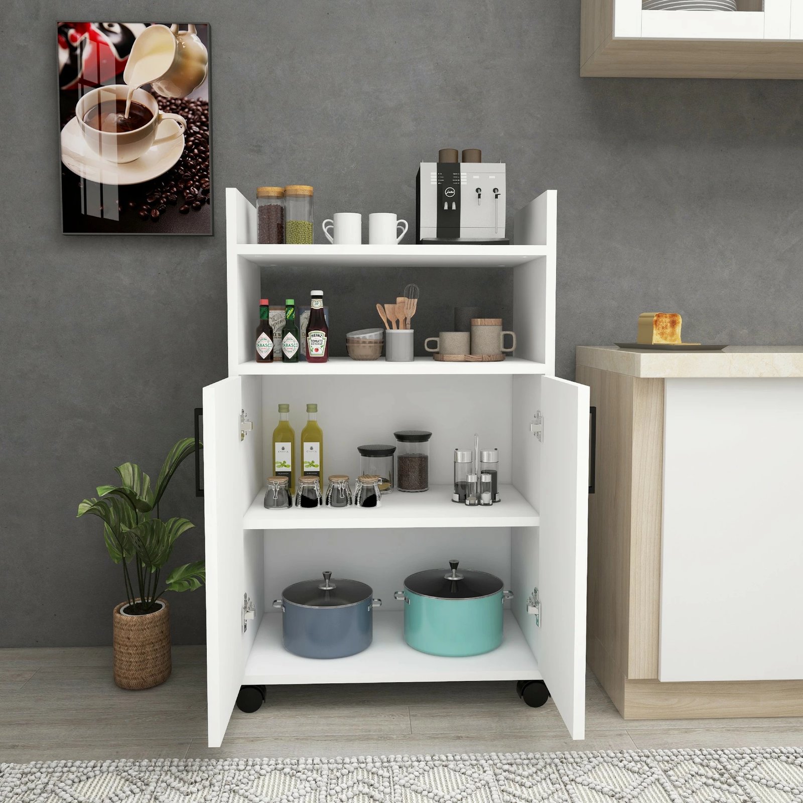 Dollap multifunksional Hanah Home, i bardhë, Tiraks