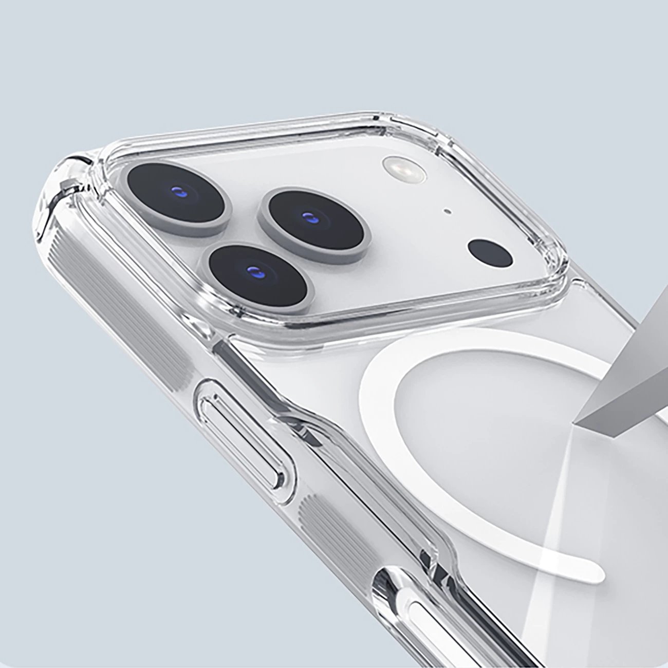 Mbështjellës Nillkin Nature TPU Pro MagSafe për iPhone 17 Pro, TPU+PC, qoshe me airbag, gjysmë-transparent, i bardhë