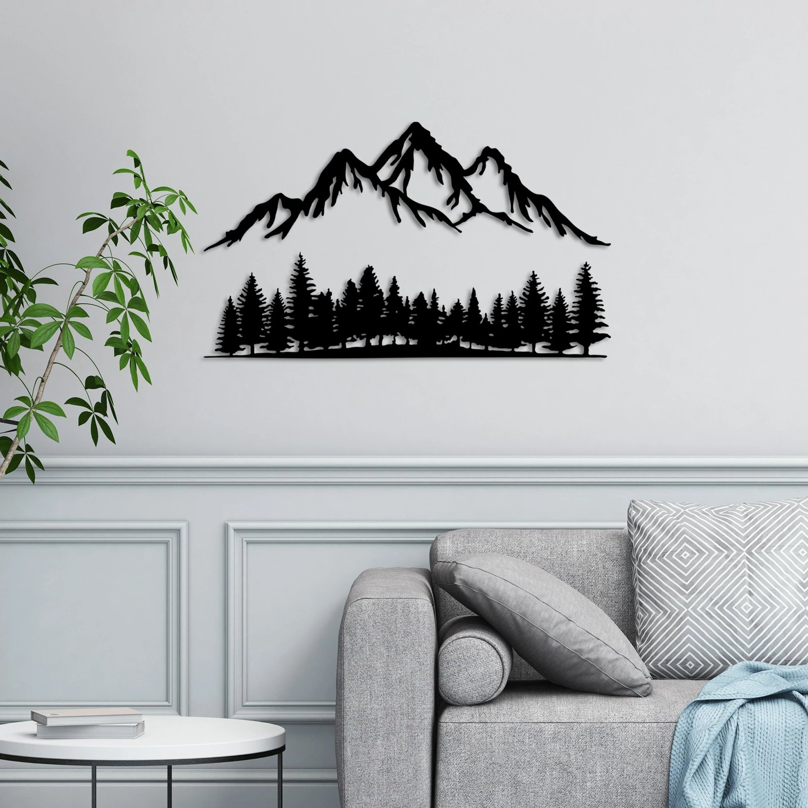 Aksesor dekorativ metalik për mur, Wallity, natyrë dhe male - 3