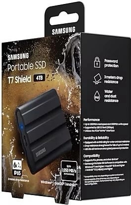 SSD i jashtëm Samsung Portable SSD T7 Shield 4TB, i zi