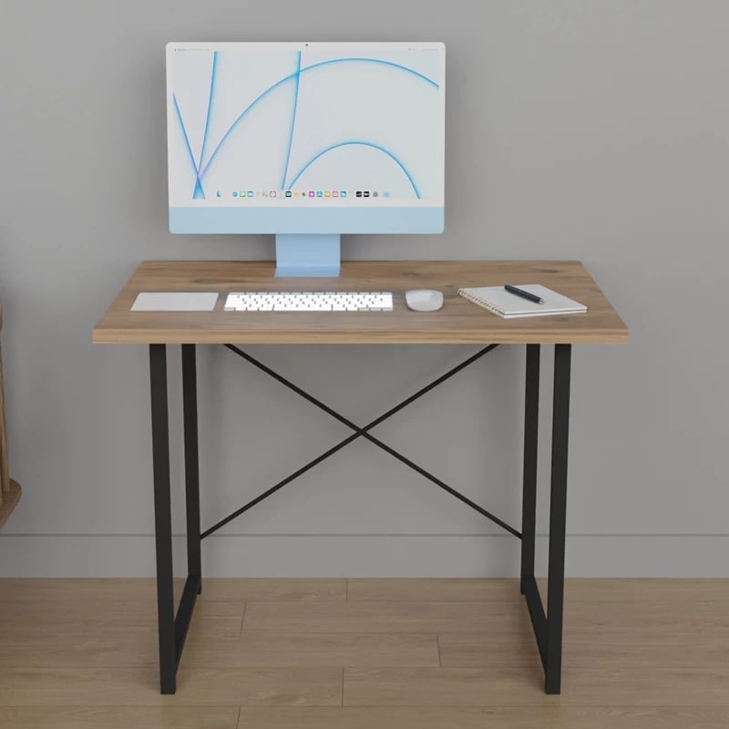 Tavolinë studimi Ustando melaminë lisi-metal i zi 90x60x72cm