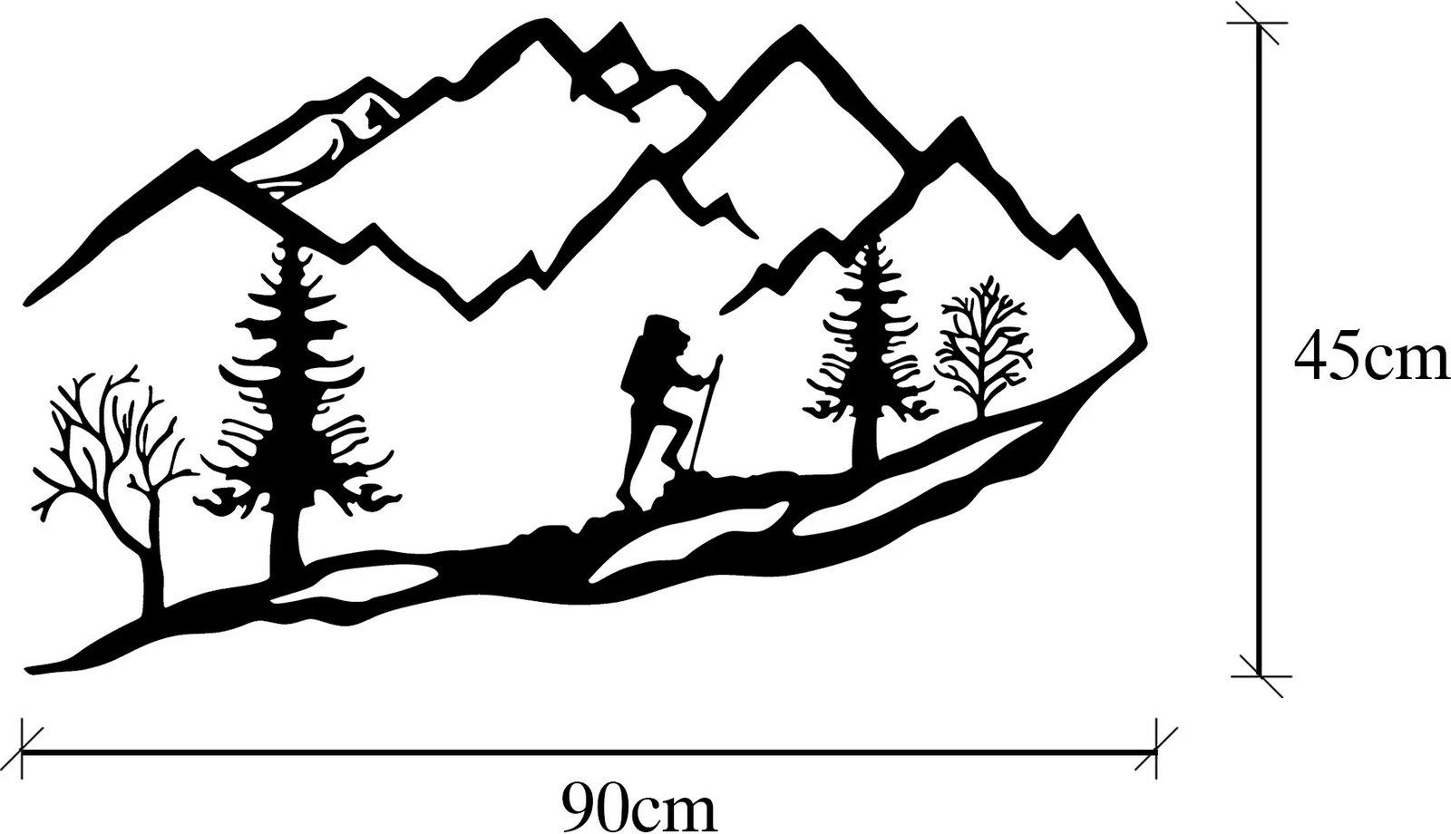 Aksesor dekorativ metalik për mur, skenë alpinizmi, Wallity, ngjyrë e zezë, 90x45cm