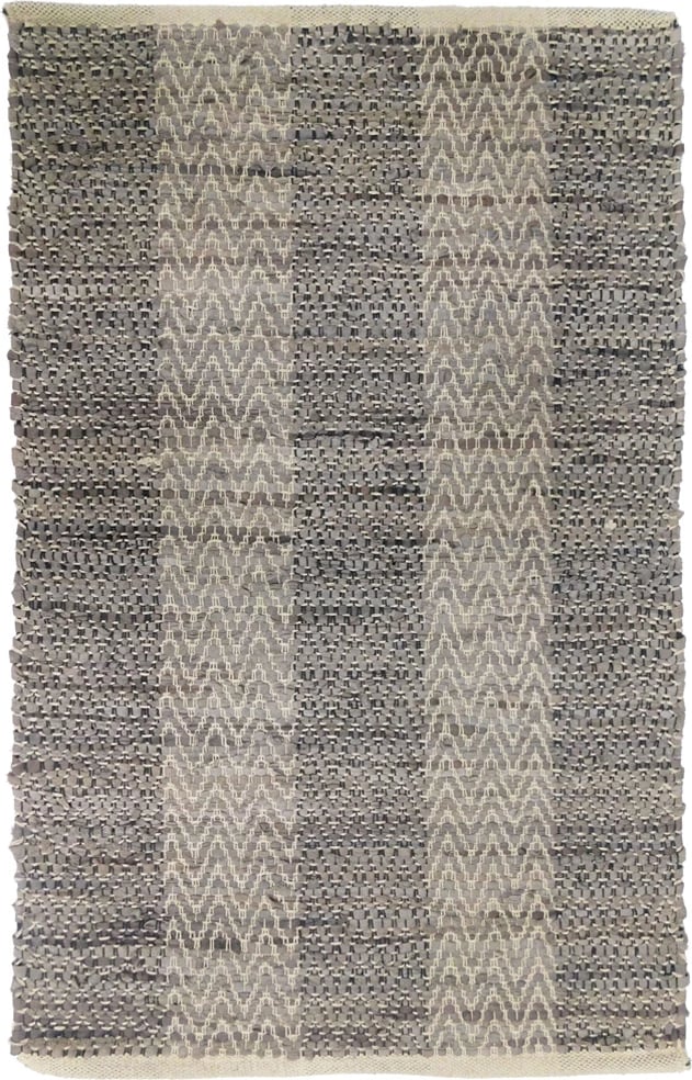 Qilim Fishbone, lëkurë, gri-bezhë, 60x90cm