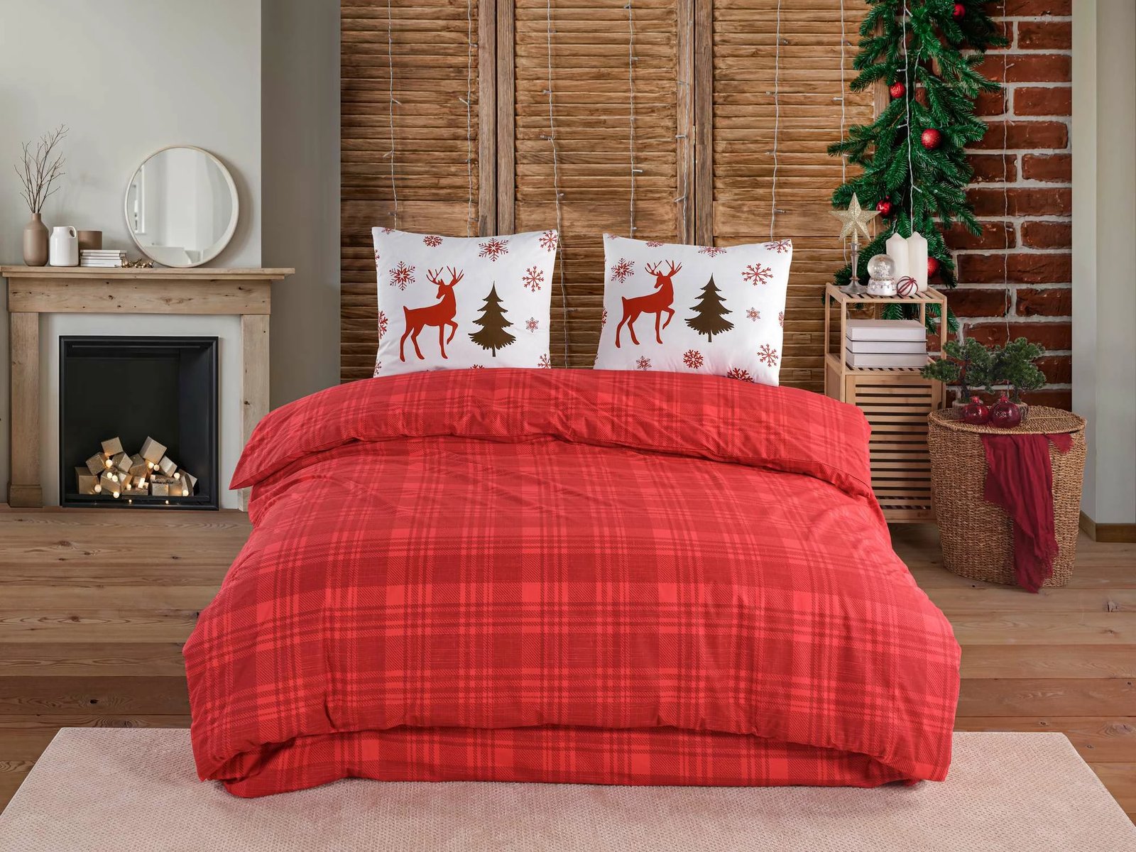 Set mbulesë për jorgan King, poplin, Caspara, ekose, L'essentiel