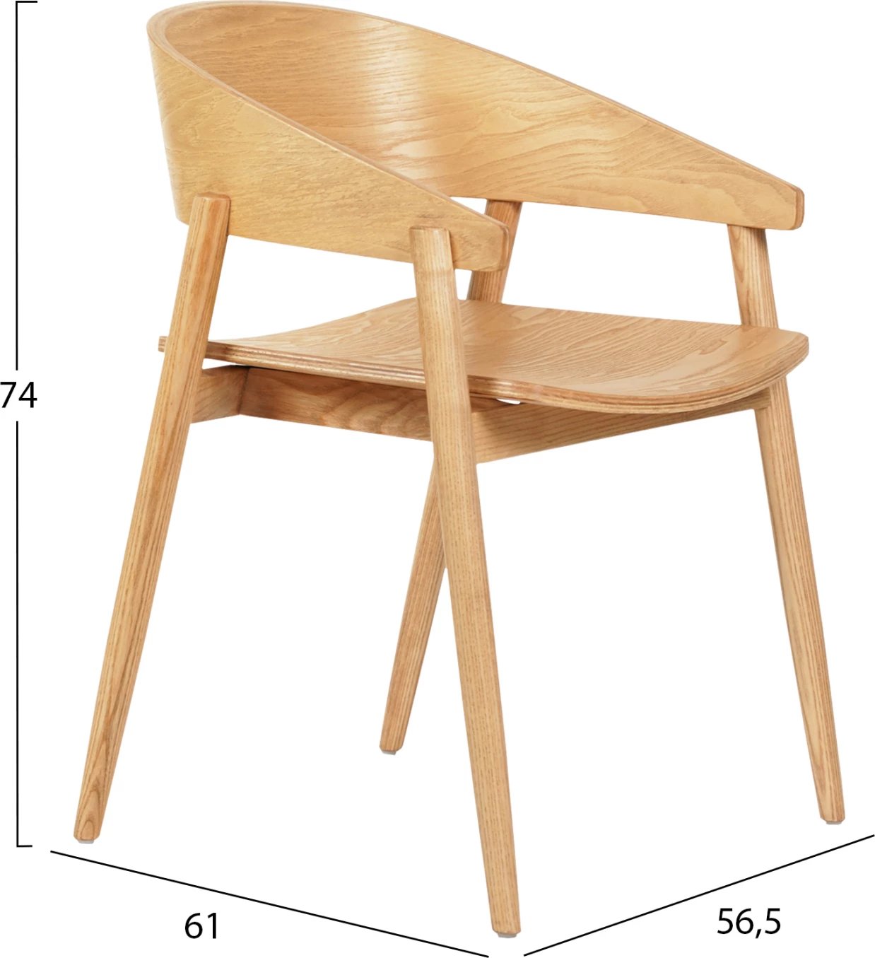 Karrige për tavolinë CANOP FH9950.01 dru frashëri, ngjyrë lisi e çelët, 56,5x61x74H cm