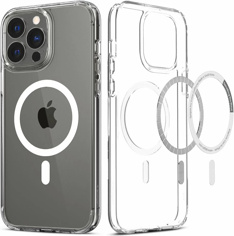 Mbështjellës Spigen Ultra Hybrid Mag për iPhone 13 Pro Max, MagSafe, Transparent/Bardhë