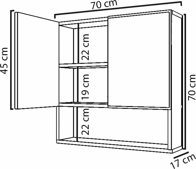 Dollap banjoje me pasqyrë, ngjyrë e bardhë, 70x17x70cm