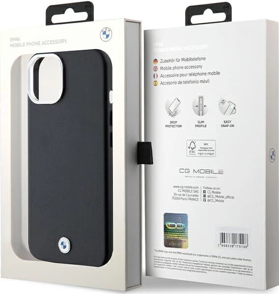 Mbështjellës BMW Signature Wrapped Metal MagSafe për iPhone 15/14/13, i zi