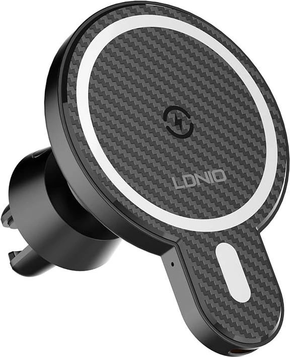 Mbështjellës magnetik për makinë LDNIO MA20 me karikues wireless 15W, i zi