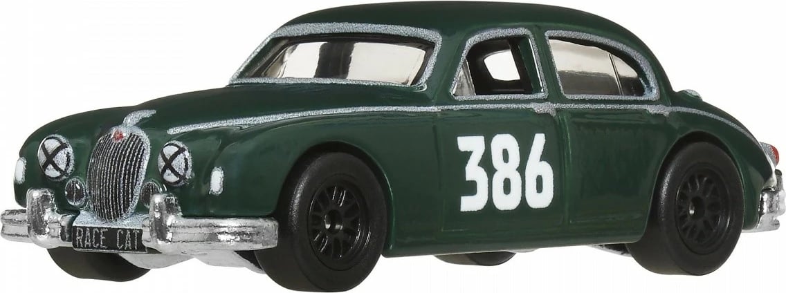 Set vetura Hot Wheels Jaguar MK1 & 2023 Land Rover Defender 110, 1:64, i zi/gjelbër/bardhë