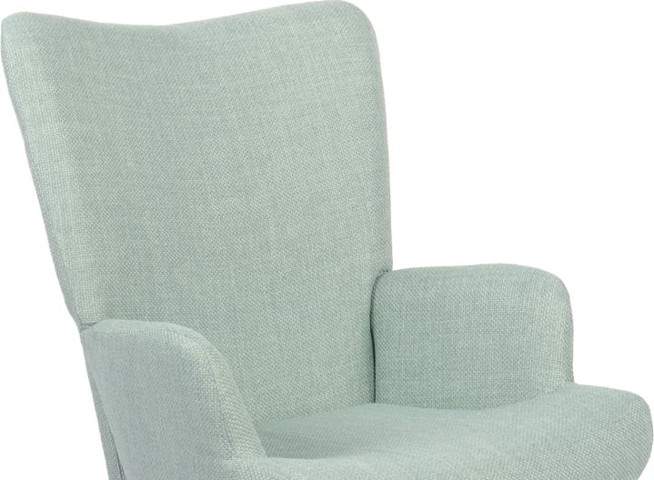 Karrige lëkundëse Jianna, stof mente, këmbë natyrale, 79x64x89cm