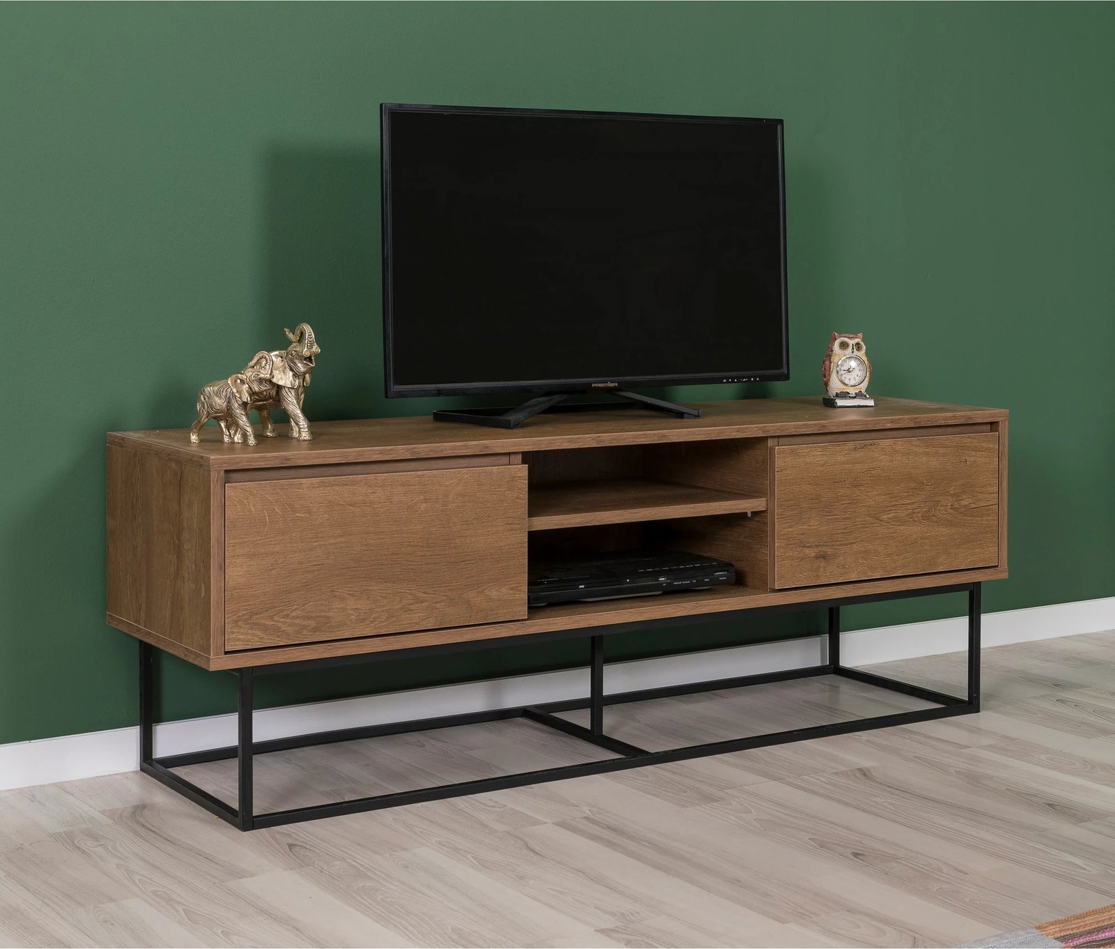 Set mobiljesh për dhomë dite, Skye Decor, Laxus Takım 4, ngjyrë arre dhe e zezë