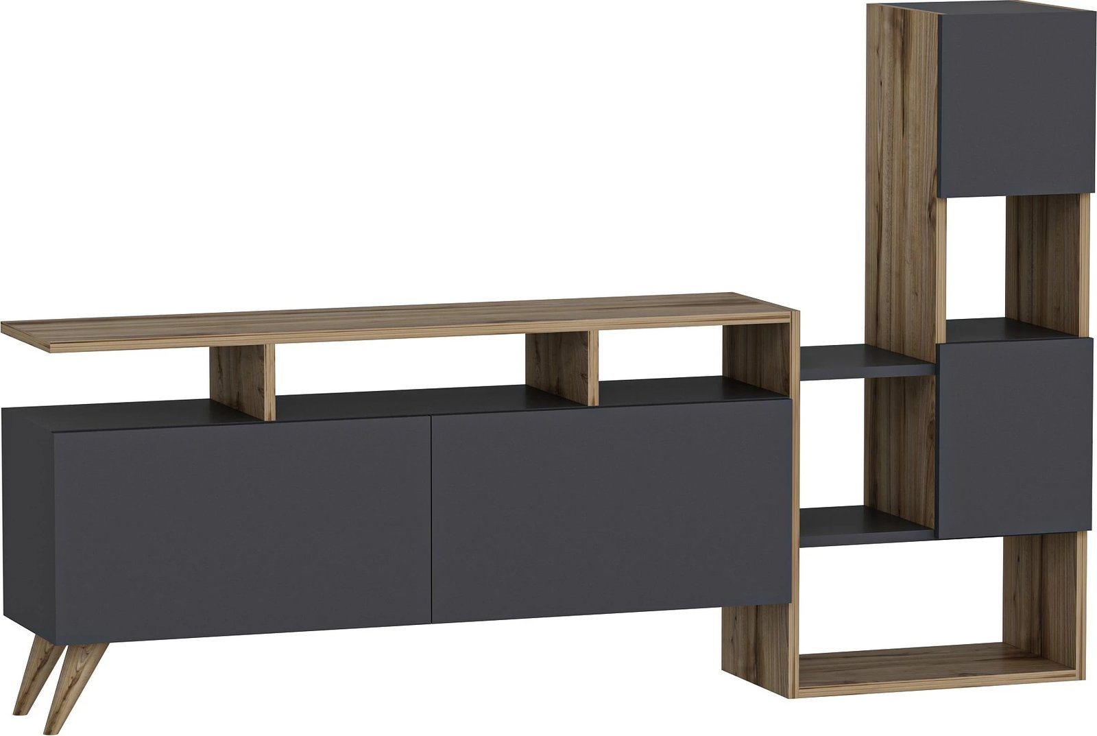 Komodë TV Hanah Home, Tower - Ciragan, ngjyrë arrë dhe antracit