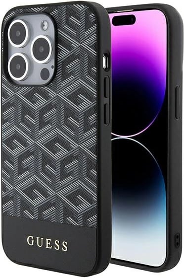 Mbështjellës Guess G Cube Stripes MagSafe për iPhone 15 Pro, i zi