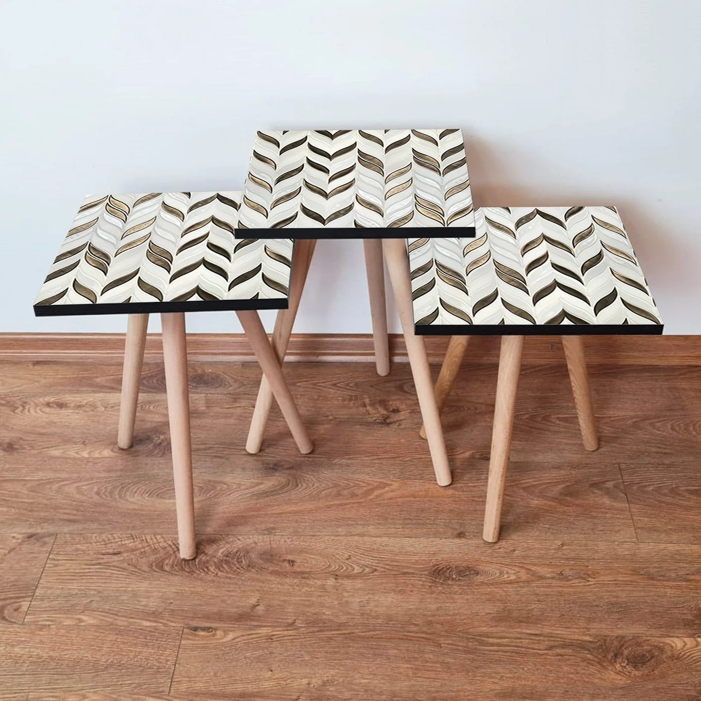 Set tavolinash ndihmëse të mbivendosura (3 copë), Skye Decor, 3Shp268, e bardhë