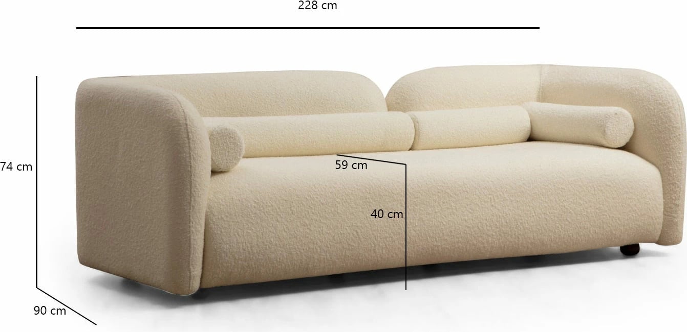 Divan treshe Victoria, bouclette krem