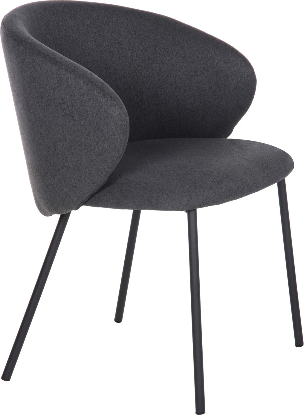 Karrige ngrënieje ISIAH FH9615.01, pëlhurë gri, këmbë metalike të zeza, 56x56x76H cm., set prej 2 copë