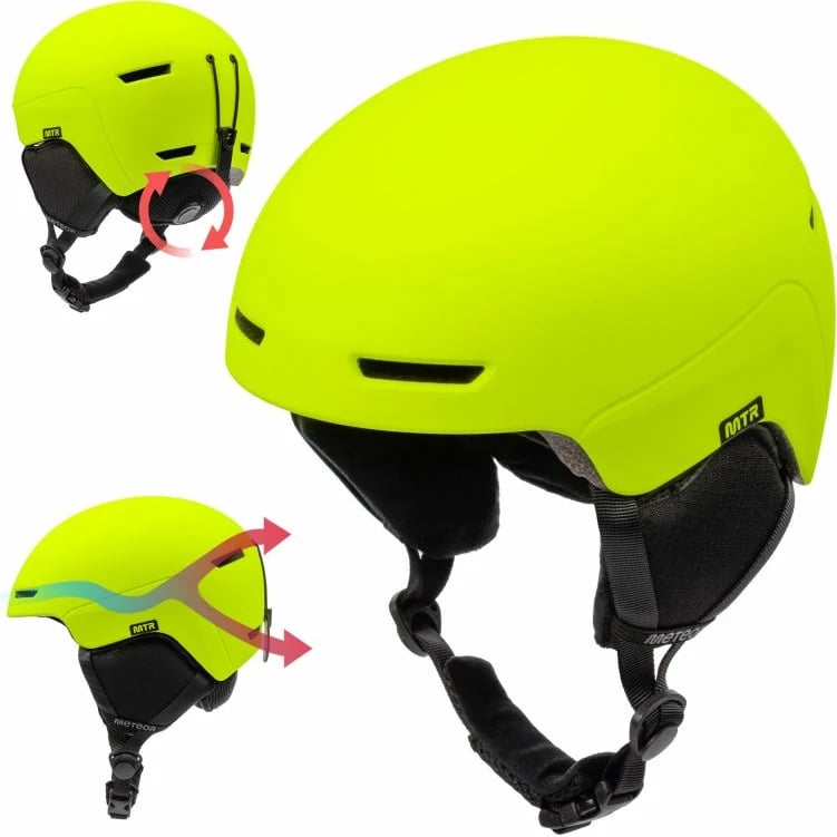 Helmetë skijimi Meteor unisex, e verdhë neon