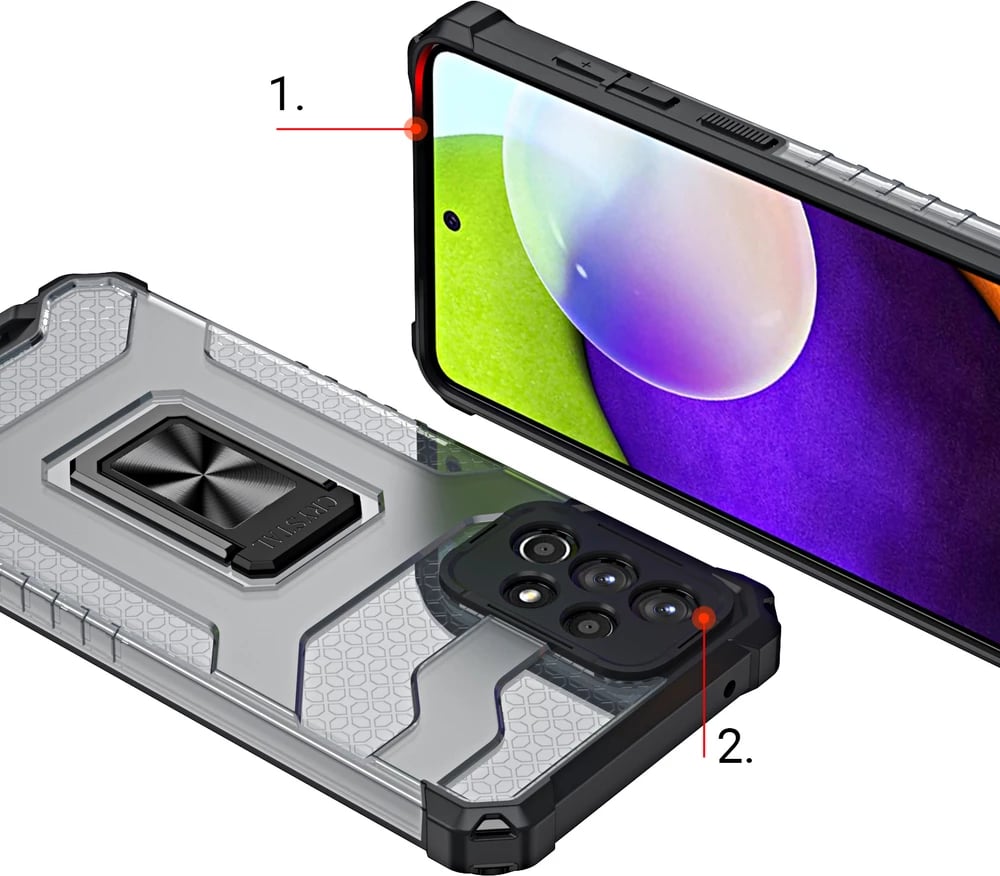 Mbështjellës Hurtel Crystal Ring Case për Samsung Galaxy A72 4G, me mbajtëse, Blu