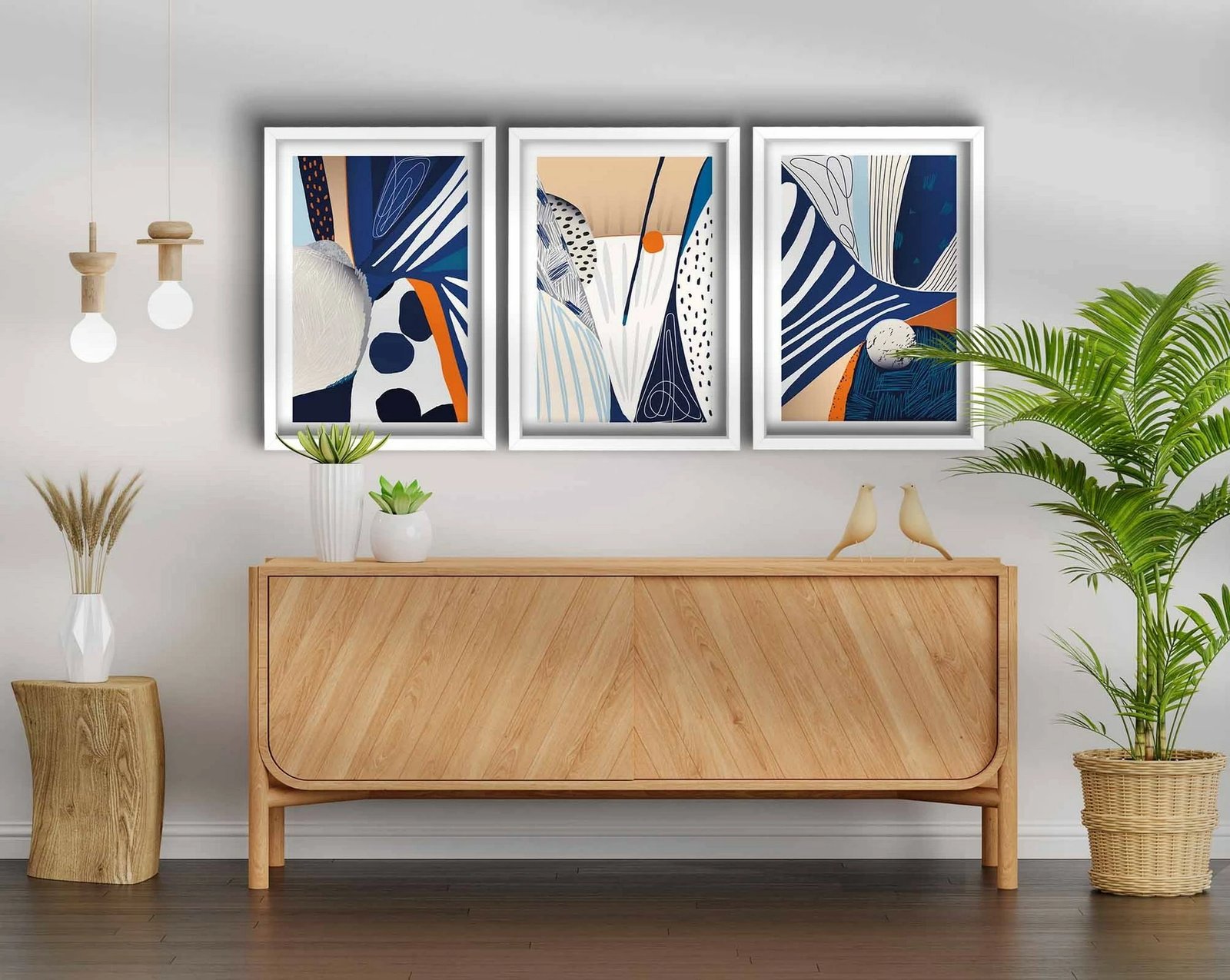 Pikturë dekorative me kornizë MDF (3 copë), Wallity, 3P3853NISCT-015