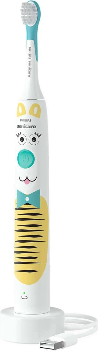 Furçë dhëmbësh Philips për fëmijë, Design a Pet Edition HX3601/01, Sonic, e butë, super e ndjeshme, blu, bardhë