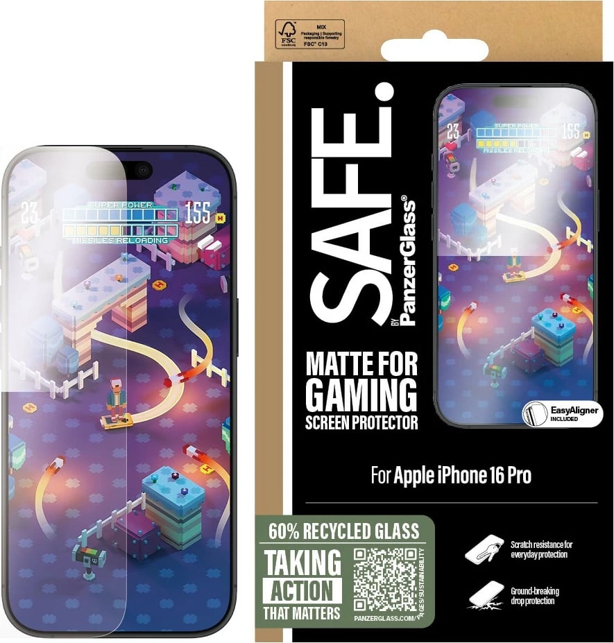 Mbështjellës ekrani PanzerGlass për iPhone 16 Pro, transparent