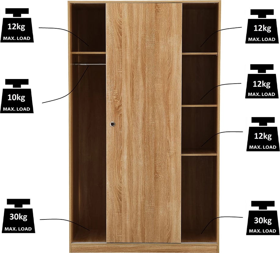 Dollap me 2 dyer, ngjyrë natyrale, 120x50x200 cm