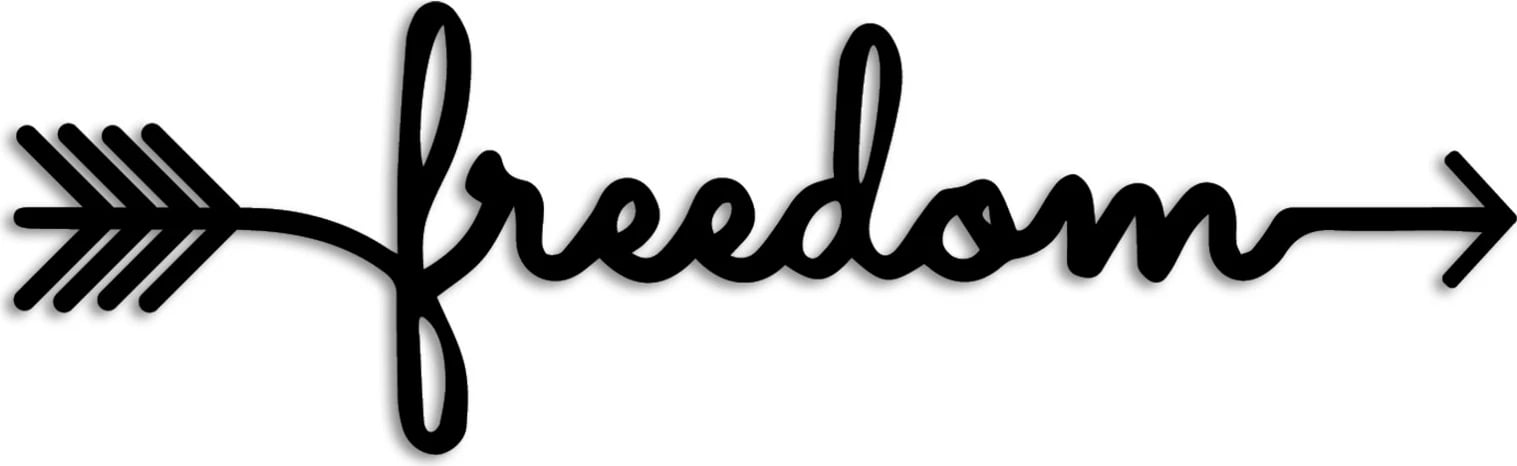 Aksesor muri dekorativ prej metali, Wallity, Freedom, ngjyrë e zezë, 62x19cm