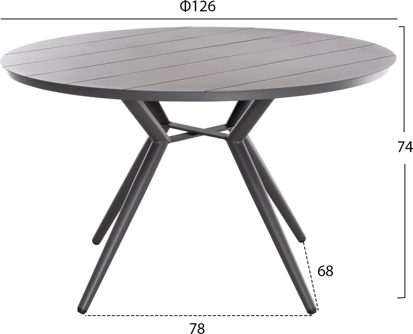 Tavolinë e rrumbullakët alumini, HIGER, FH6290.01, e bardhë, Φ126x75H cm