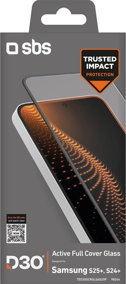 Xham mbrojtës SBS Tempered Glass D3O me kornizë për Samsung Galaxy S25+ / S24+