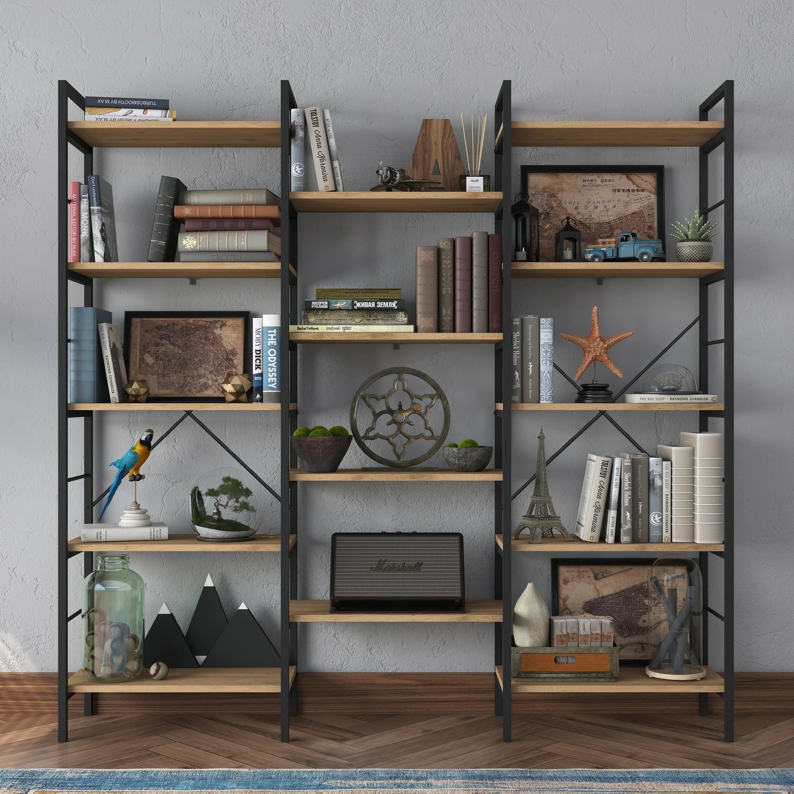 Raft librash Skye Decor, ngjyrë arre dhe e zezë, HC107 - 2552