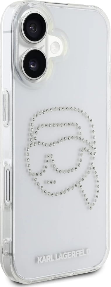 Mbështjellës Karl Lagerfeld IML Rhinestones Karl Head për iPhone 16, Transparent
