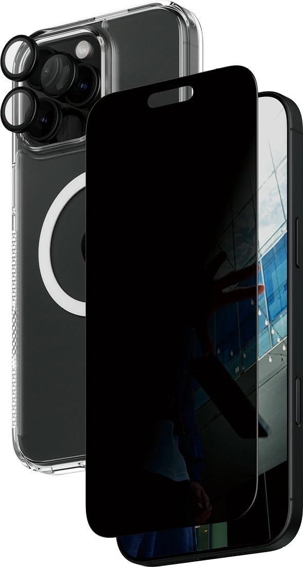 Mbështjellës ekrani PanzerGlass 3-in-1 Privacy Protection për iPhone 16 Pro Max, transparent